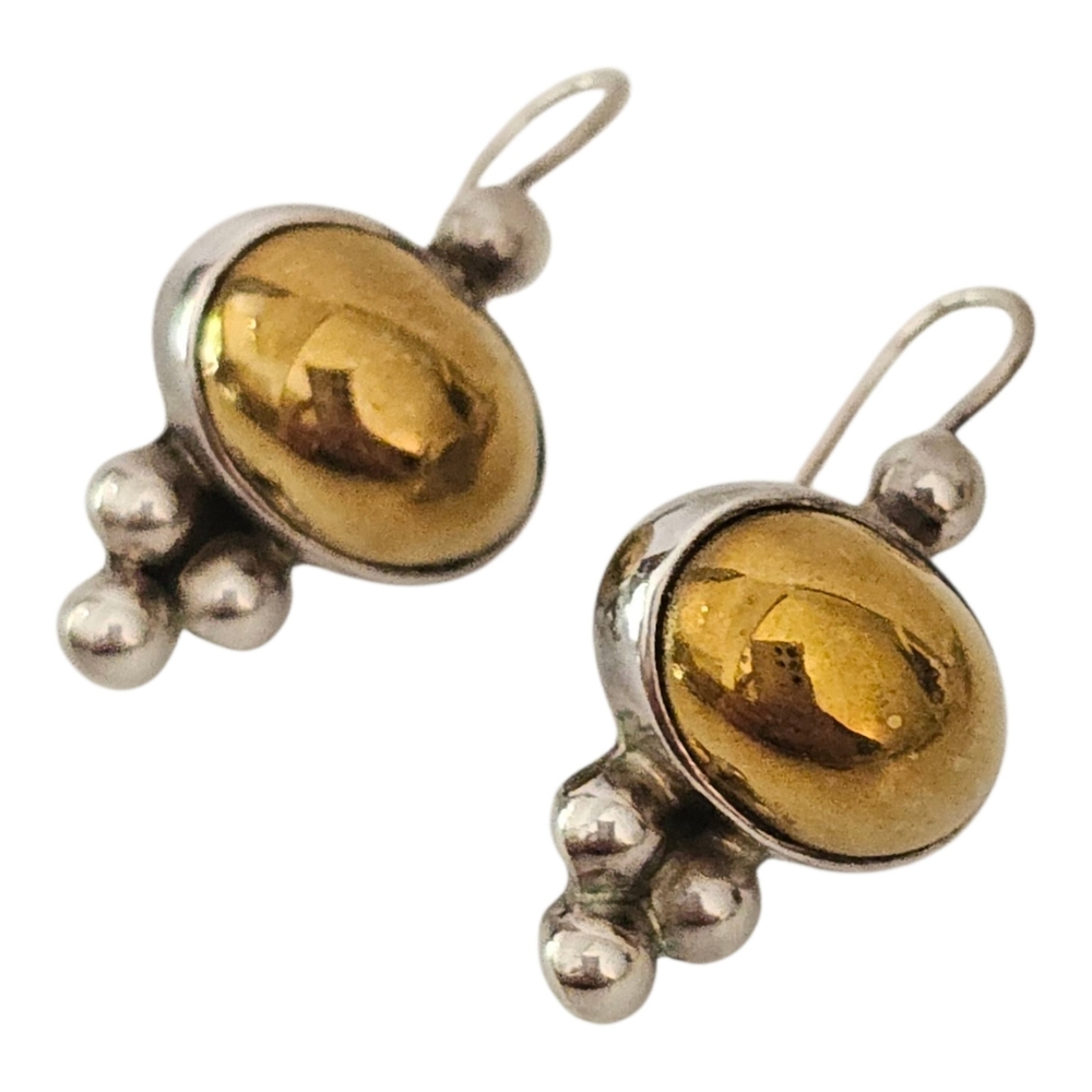 Silpada Earrings Sterling Silver W0009S Brass Oval Bead Ball Retired